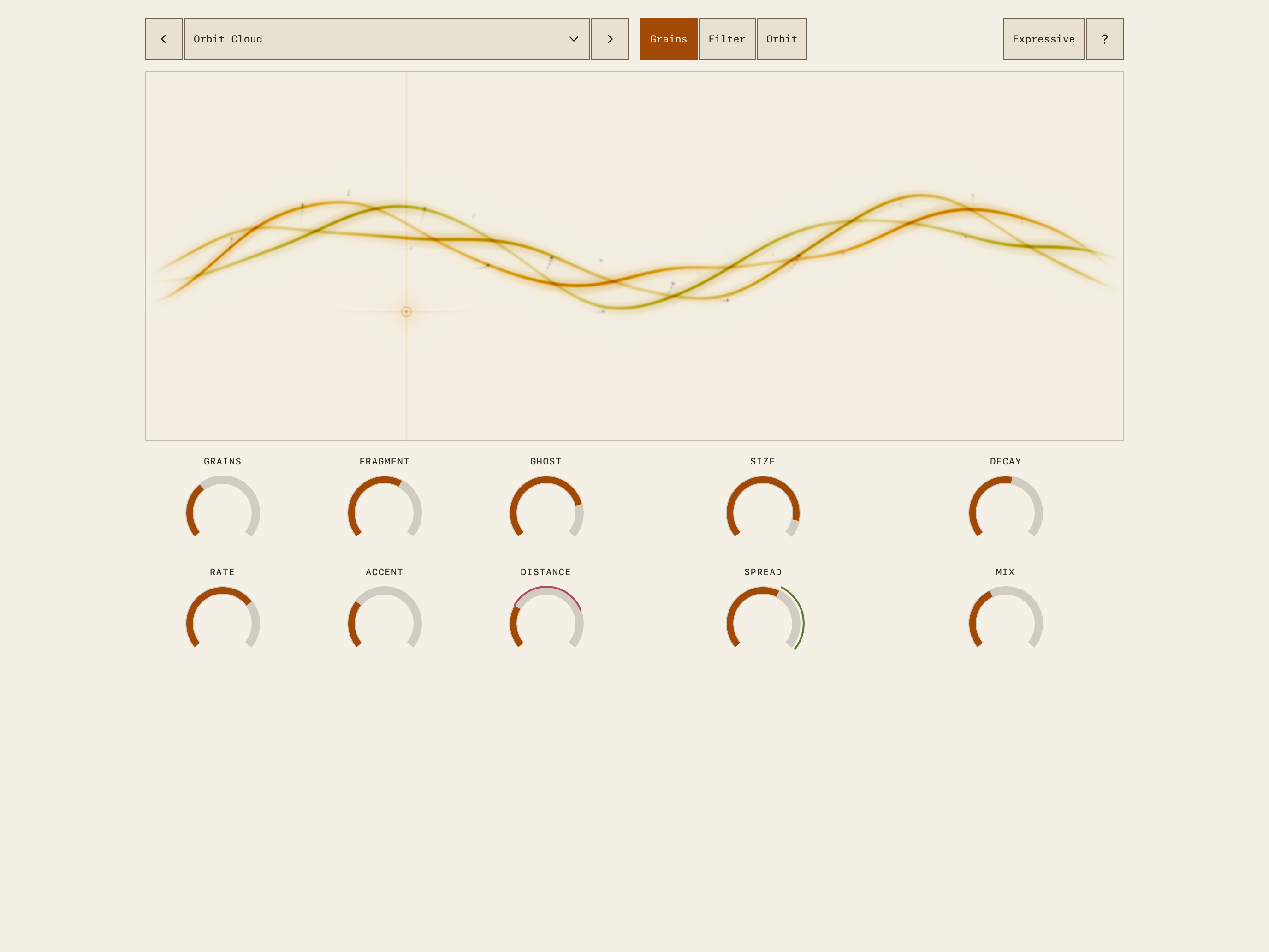 Shabu Shabu’s iPad editor, with golden waves on an ivory field